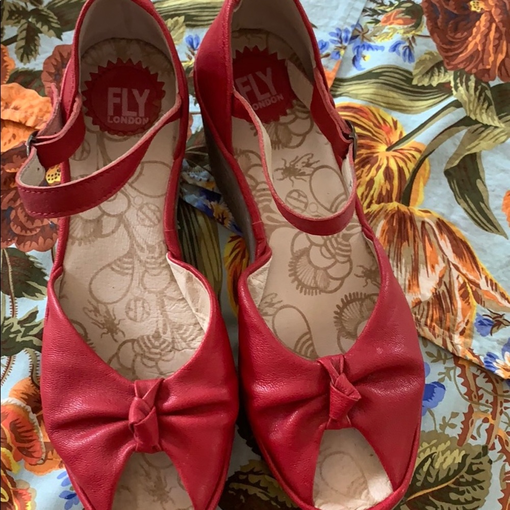 Fly London Red Wedge Sandal